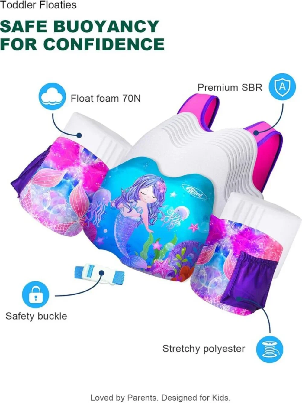 Kids Puddle Float Jumper & Swim Vest - Arm Floaties, Water Wings for Toddlers